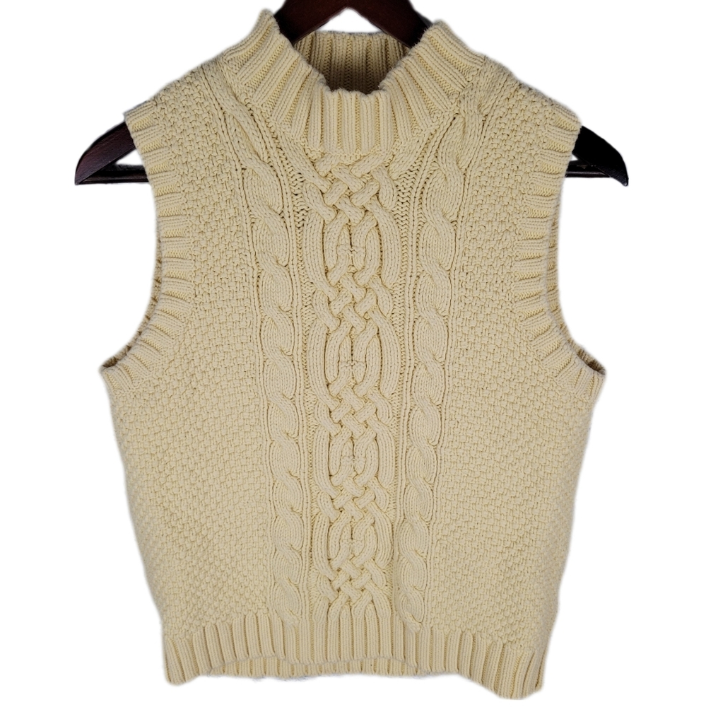 cleo Cream Cable Knit Sleeveless Sweater Vest